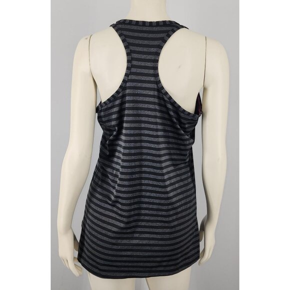Women's Marika Dry-Wik Performance Wear Striped Racerback Tank Top Gray Black La - Picture 4 of 8